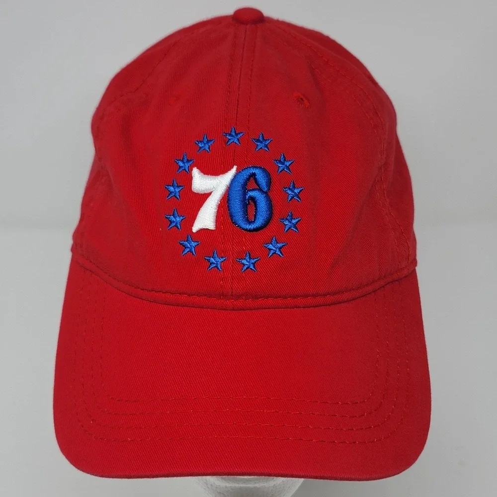 Capamerica Golf Hat 76er's NBA Adjustable Red Twill Strapback Cap Patriotic Logo